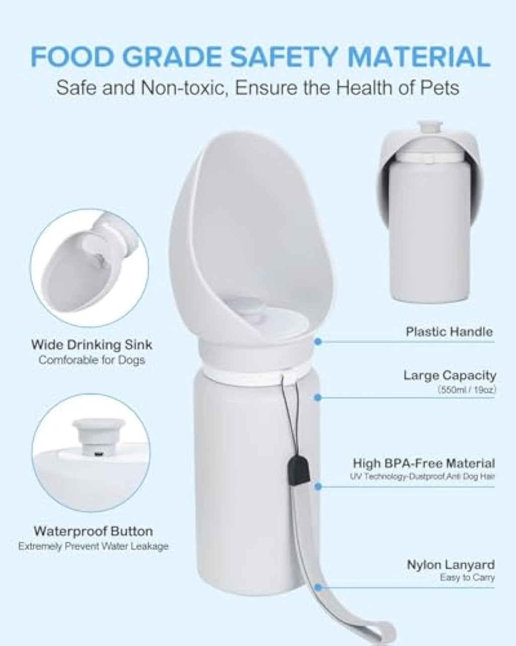 Dog Water Bottle Leak Proof Portable Travel Pet Water Bottle Foldable Lightweight Dog Water Dispenser Drinking Bowl For Dogs Puppy Pets On The Go For