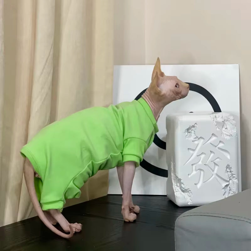 Sphynx Cat Four-legged Pajamas Soft Fleece Warm Jumpsuit Winter Clothing For Hairless Cats Kittens Devon Rex