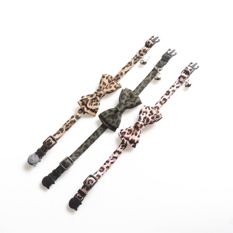 New Leopard Pattern Pet Collar Cat Collar With Bell Cat Collar Factory Direct Sales