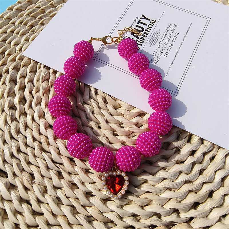 Fashionable Pearl Yangmei-Berry Beaded Dog Necklace