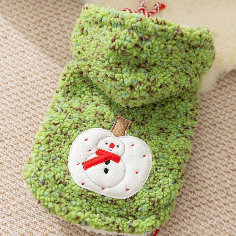 Christmas Dog Clothes, Warm And Thick Autumn And Winter, With Colorful Dots That Can Lead Small And Medium-sized Dogs, Two-legged Clothes, Pet Cat