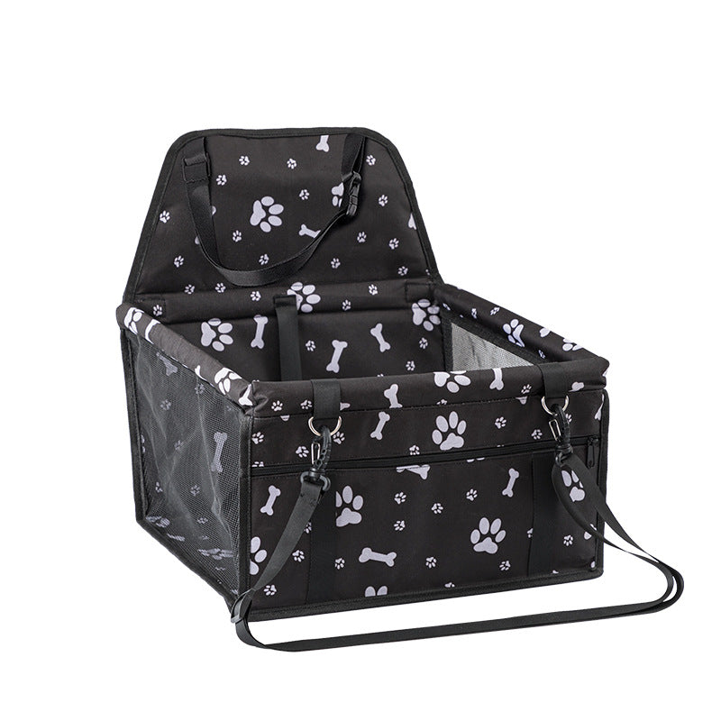 Pet Car Seat, Breathable Foldable Cat Dog Car Booster Seat With Safety Leash & Mesh Window, Waterproof Oxford Cloth Vehicle Travel Basket For Small