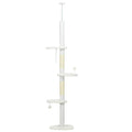8.4 Floor to Ceiling Cat Tree, Adjustable Height, White
