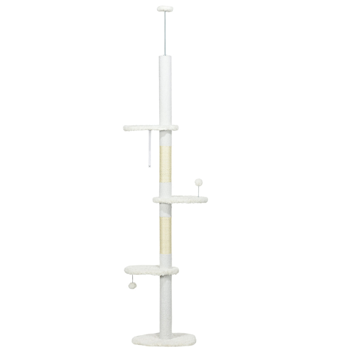 8.4 Floor to Ceiling Cat Tree, Adjustable Height, White