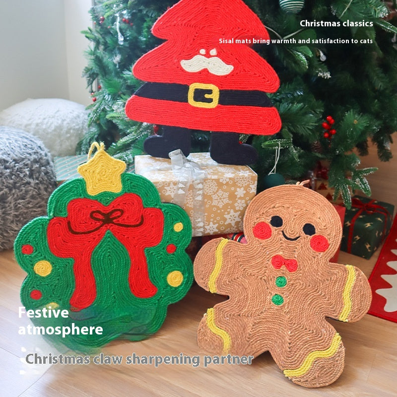 Christmas Sisal Mat Cat Scratch Board No Dandruff Wear-resistant