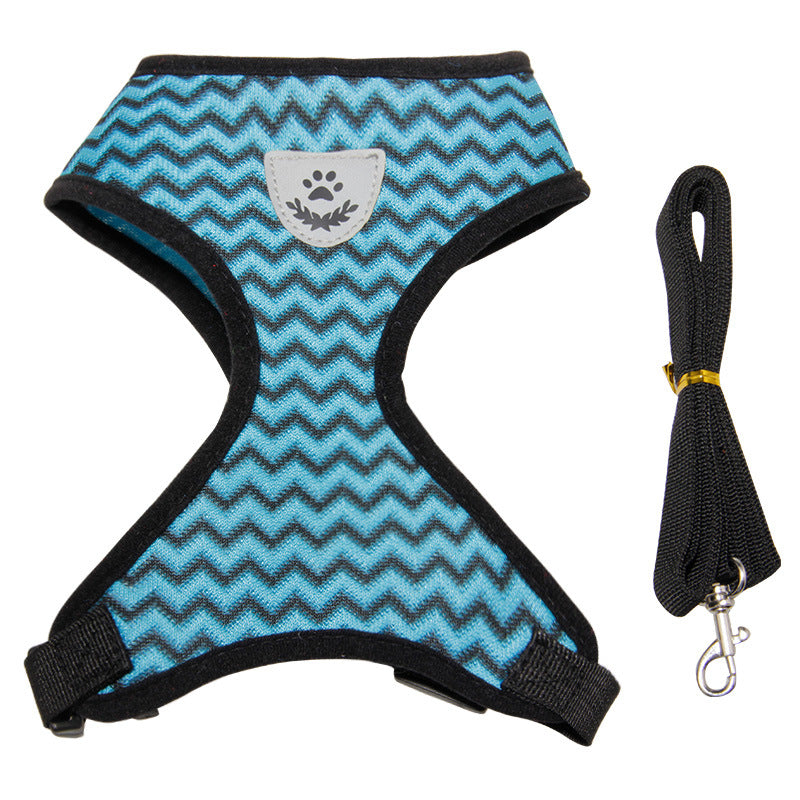 Wave Pattern I-type Traction Reflective Chest Strap Breathable And Thin Cat And Dog Pass