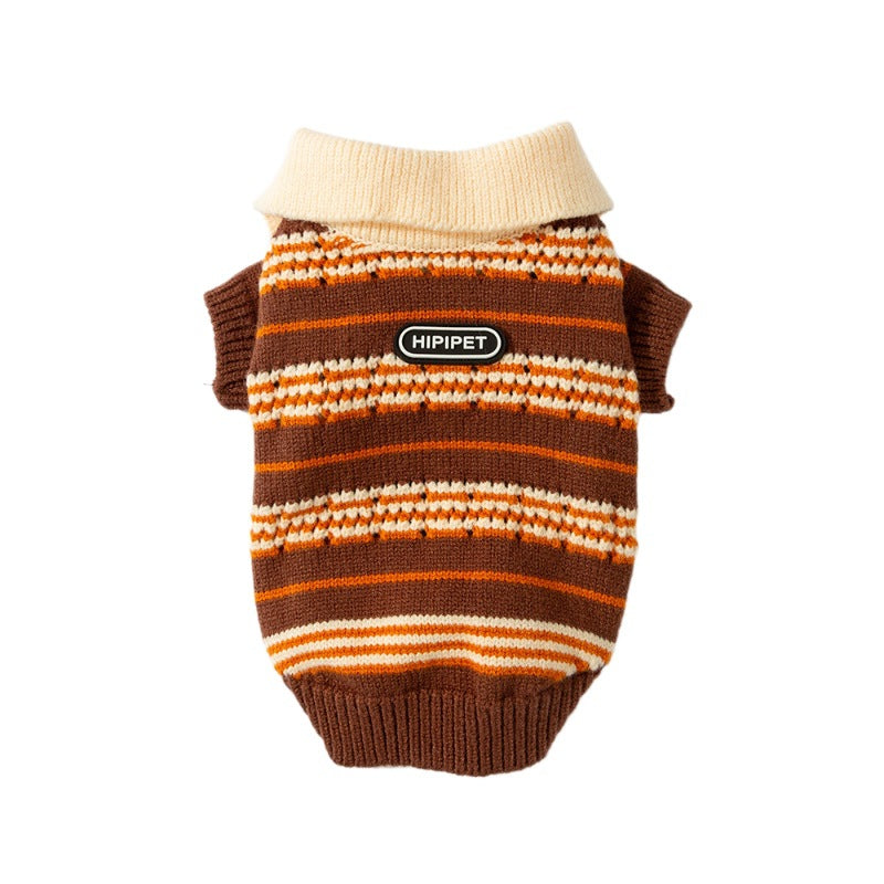 Cat Sweaters, Cold Weather Dog Striped Pullover, Warm Knitted Pet Clothes In Winter