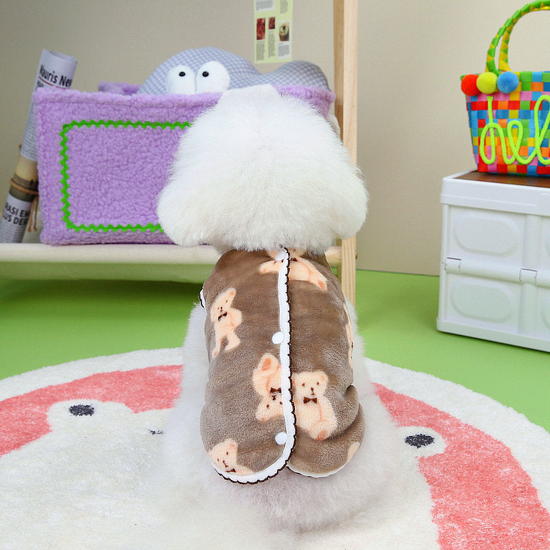 Crescent Bear Warm Fluffy Vest Teddy Cute Pet Dog Clothes