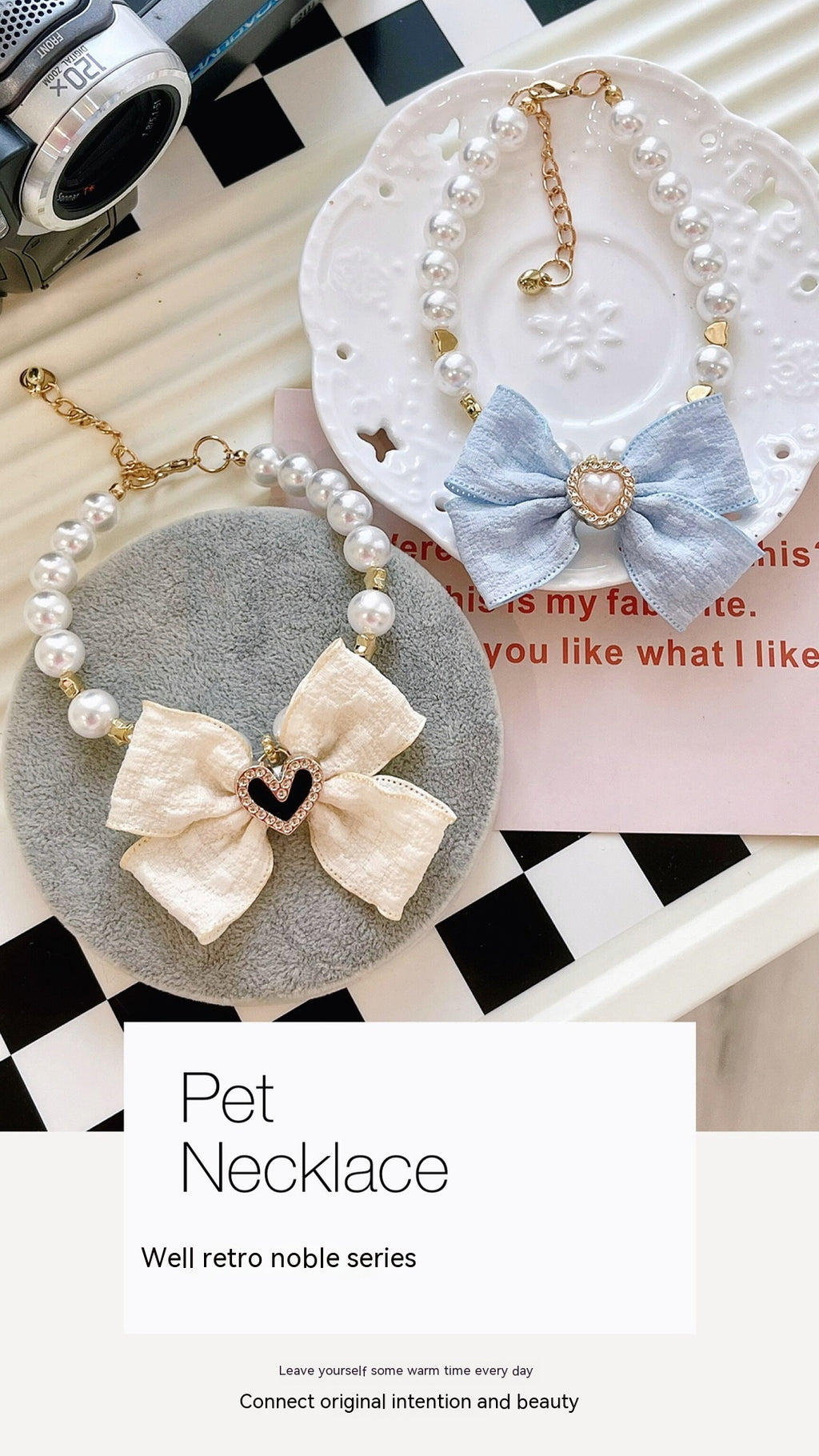 Japanese Pet Necklace Pearl Collar Bow Jewelry