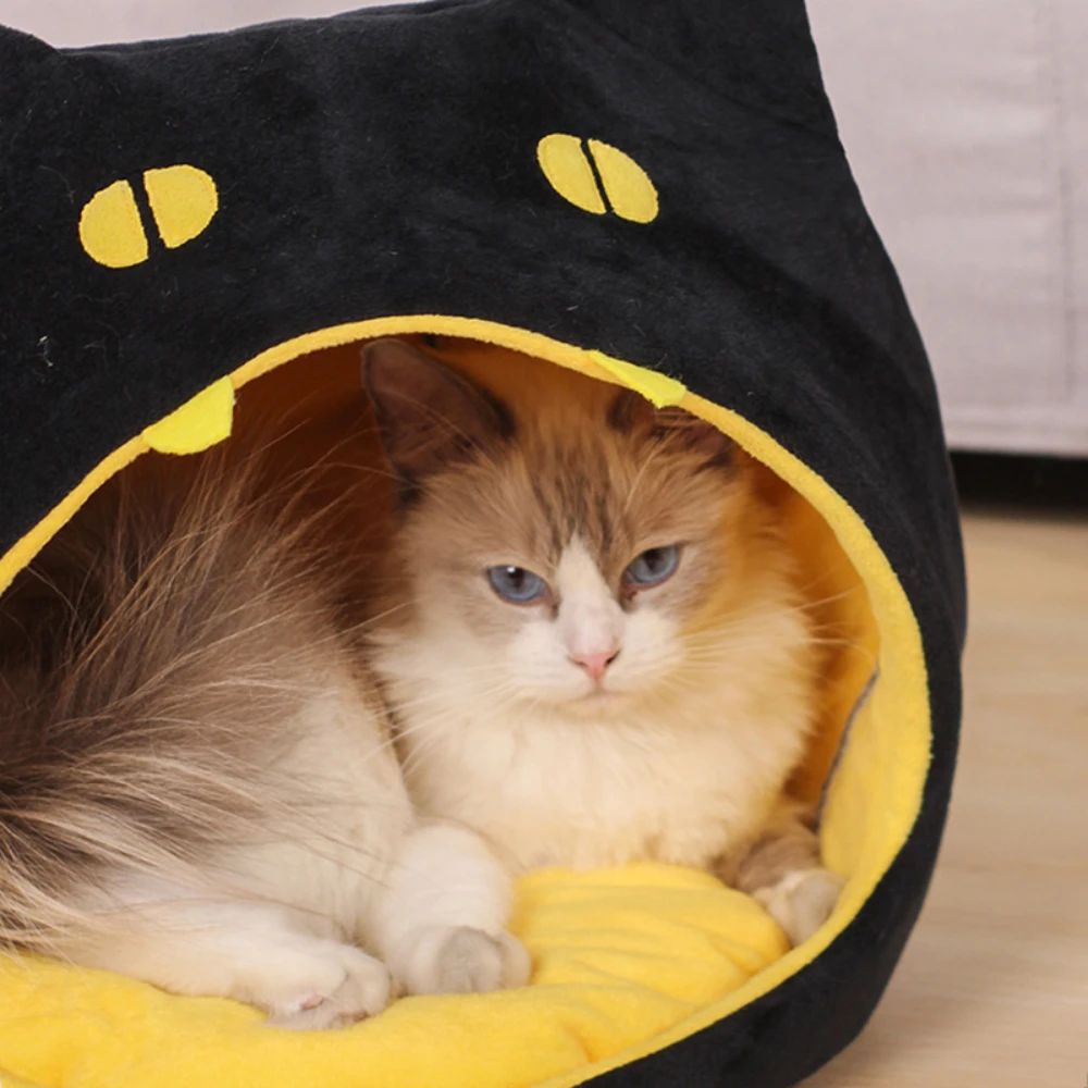 Soft Warm Cat Bed Cat Shape Design Pet House Cat Kennel Cozy Bed For Small Dog Kitten Basket For Halloween Decor