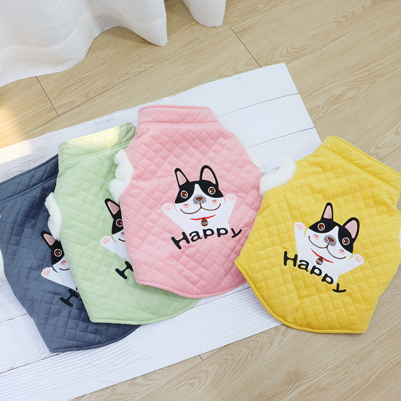 Dog Vest Plush Thickened Candy Color New Year''s Clothing