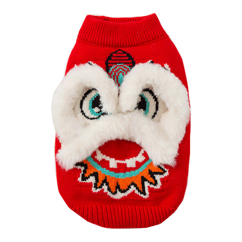 Cats' Autumn And Winter Warmth, Hairless Cats, New Year Lion Dance, Festive Two-legged Sweaters, Knitted Sweaters, Dog And Pet Cat Clothes