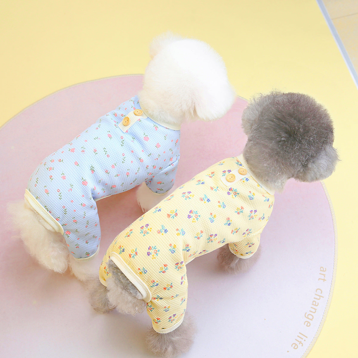 Pet Dog Waffle Floral Clothes