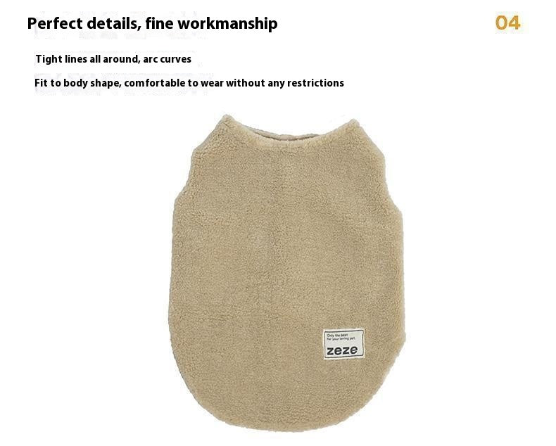 Warm Cat Clothes Thickened Fleece-lined Plush Pet Vest Vest Cold-proof And Lint-proof