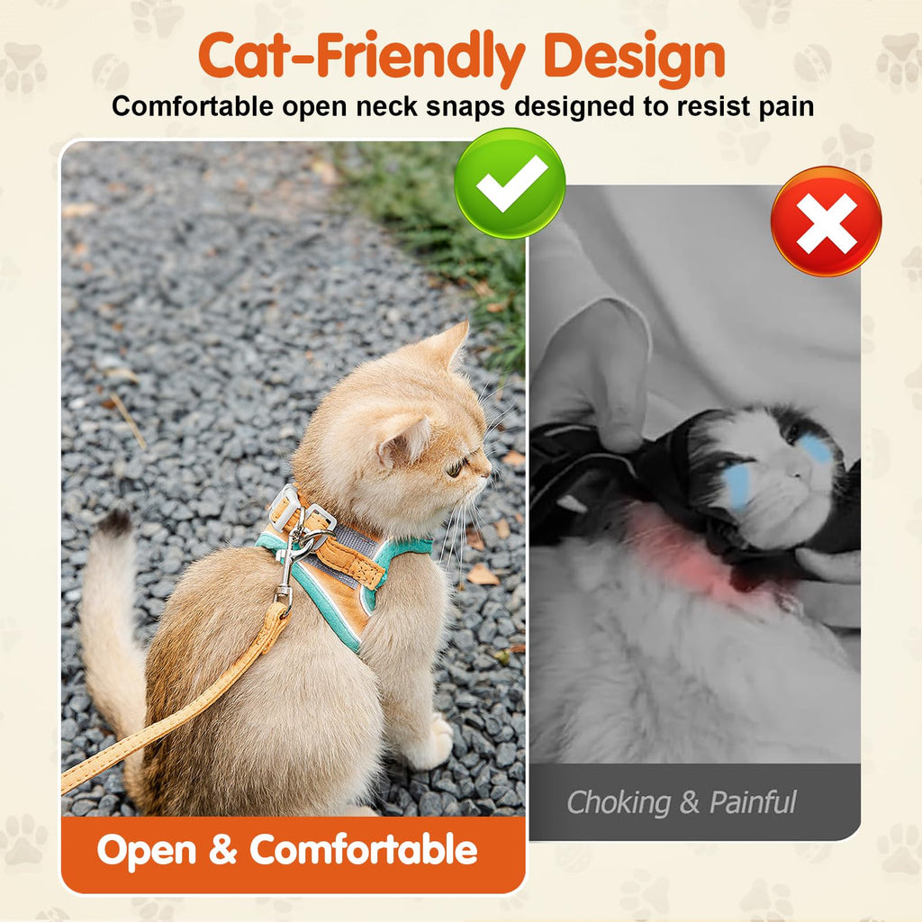 Cat Harness And Leash, Cat Harness Escape Proof, Soft Adjustable Cat Leash Breathable Comfortable Vest Easy To Wear, Easy Walk Leash For Small Medium