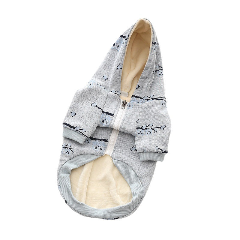 Casual Pet Clothes Dog Pattern Sweater Zipper Coat