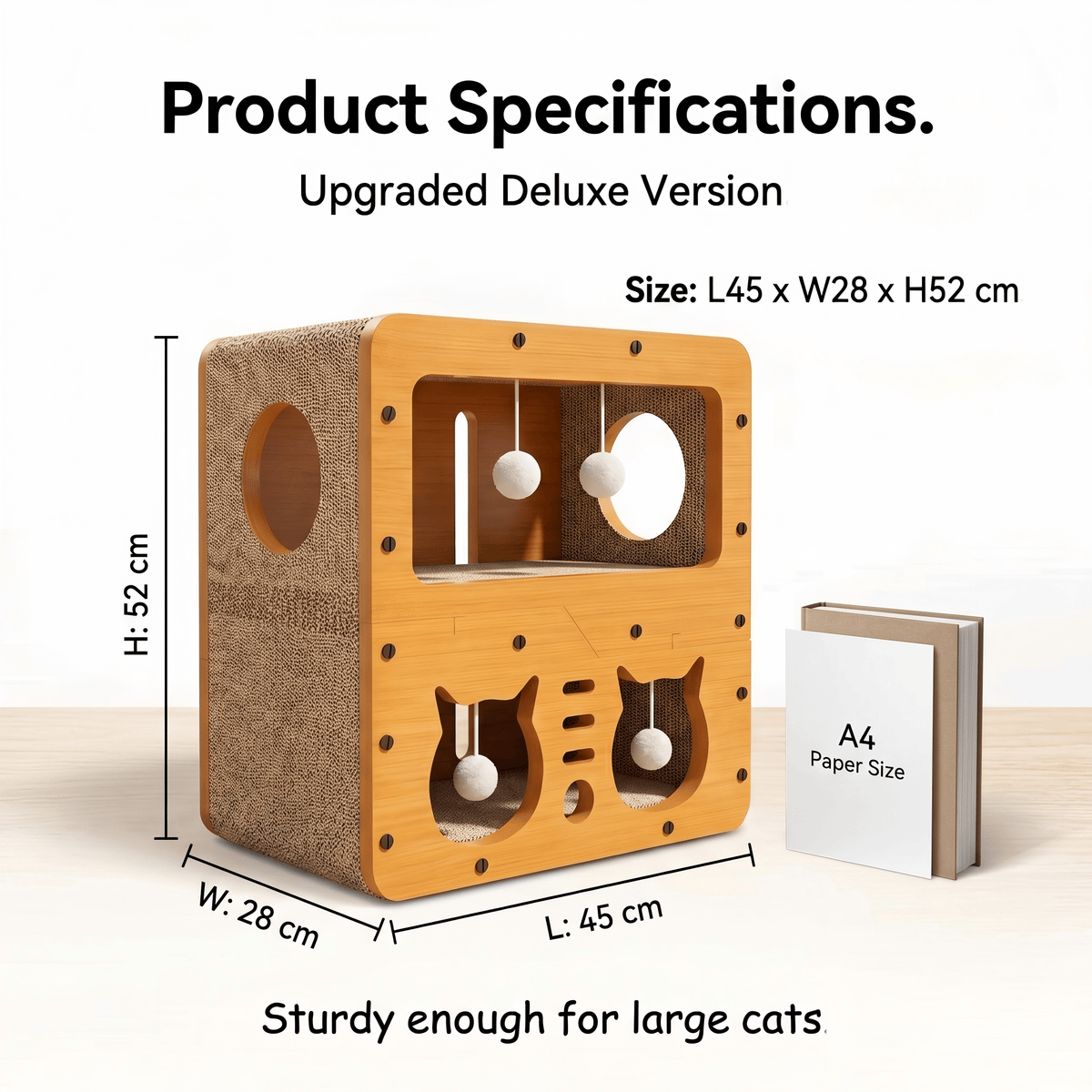2 Styles Double Layer Cat Scratcher House Multifunctional Corrugated Paper Cat Nest Villa Large Space Cat Cave Bed With Hanging Ball Toy Wear