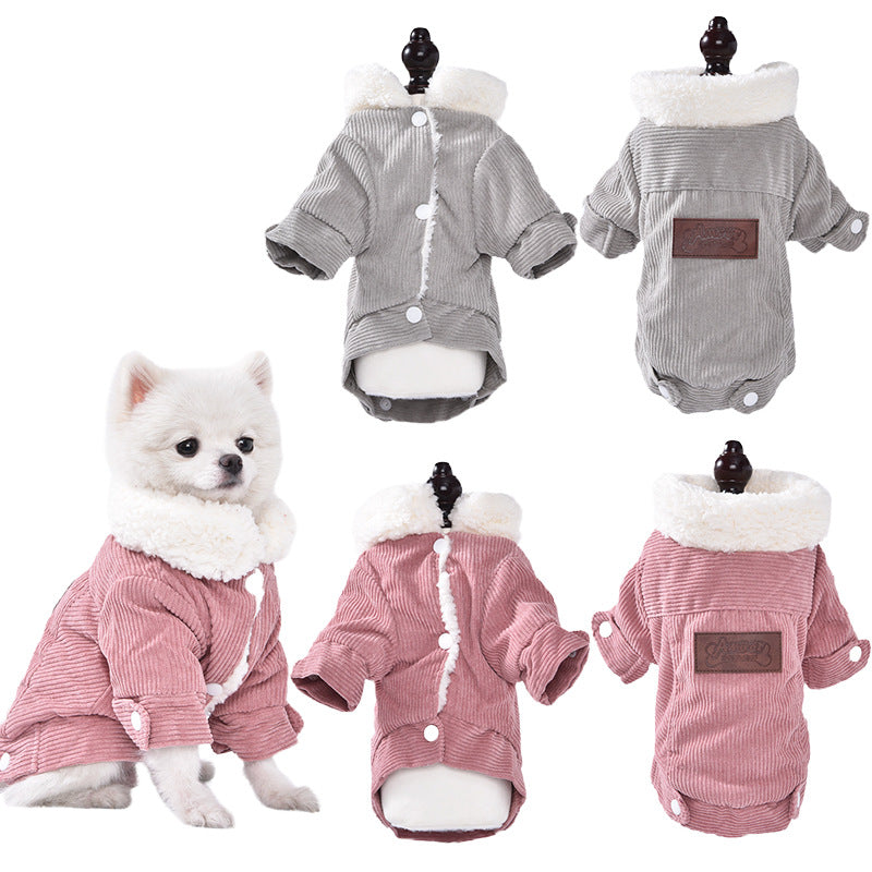 Dog Clothes Autumn And Winter Fleece Lined Padded Warm Keeping Lambswool Vest Cat Pet Clothing