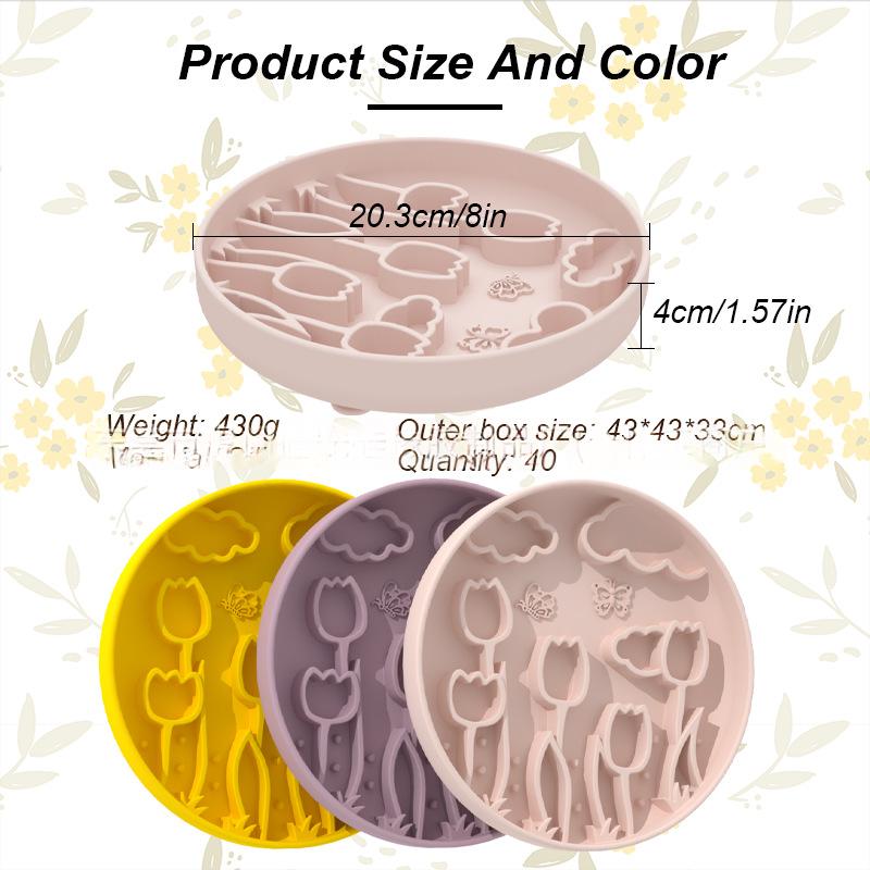 Tulip Slow-feeding Bowl Suction-cup Licking Mat Slow-feeding Pad Pet Silicone Licking Mat Slows Feeding