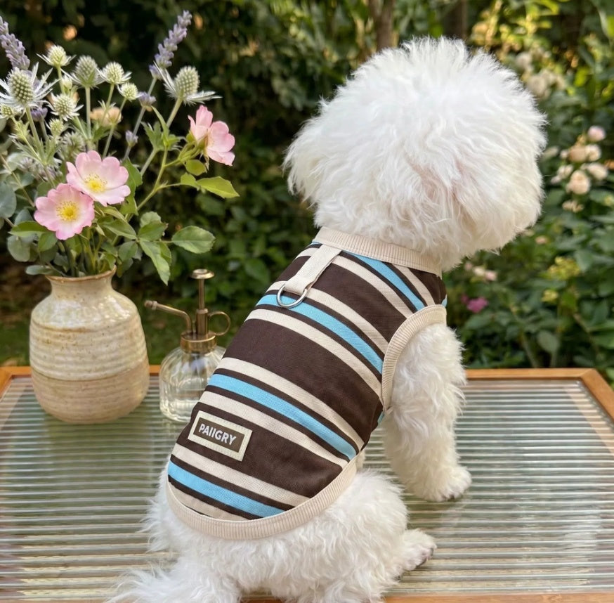 Dog Striped Vest Traction Summer Teddy