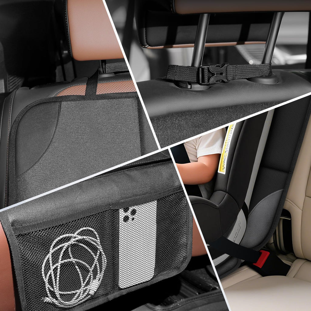 Car Seat Protector 2 Mesh Pocket Waterproof Car Seat Covers, Universal Size, Baby, Pet, Children's Car Seat Protector, Anti Slip Bottom 1 Piece