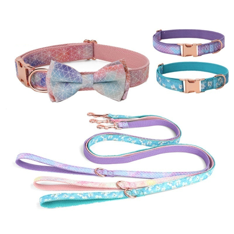 Pet Supplies Rose Gold Buckle Bow Collar