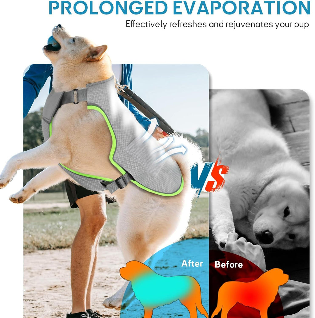 Dog Cooling Vest With Ice Packs, Reflective Adjustable Cooling Vest For Dogs With Leash Ring For Hot Weather Cooling Harness For Large Medium Dogs