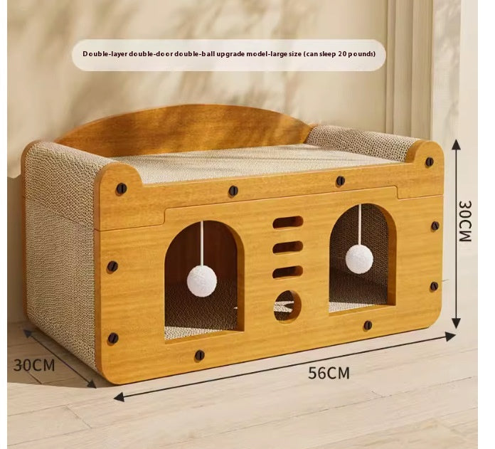 Corrugated Paper Cat House Luxury Double Layer