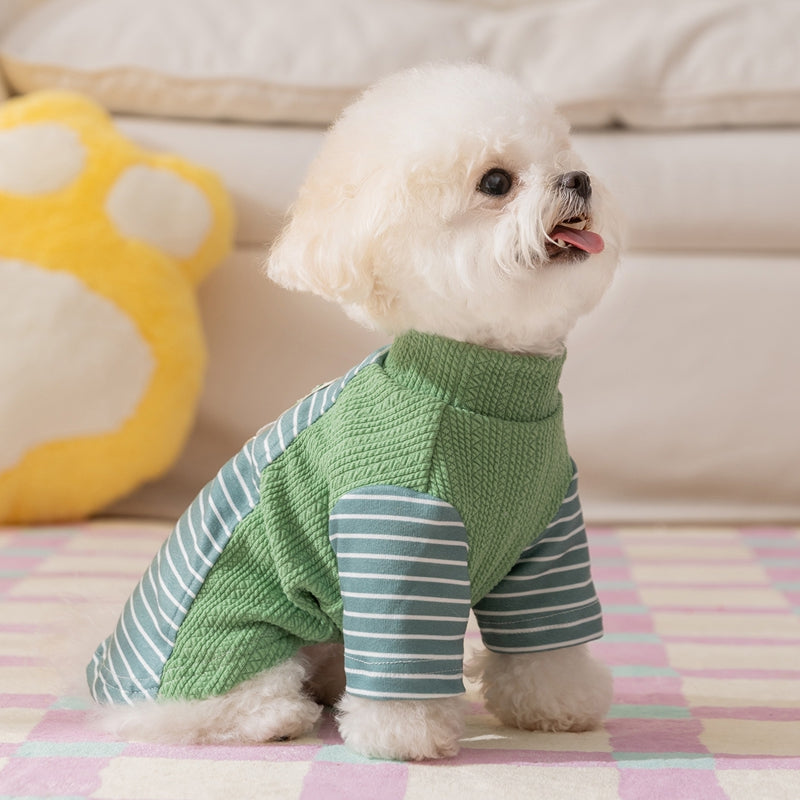 Cute Striped Dog Shirts With Belt Loops, Soft Knitted Pet Clothes For Puppies And Cats, Fashionable Puppy Clothing