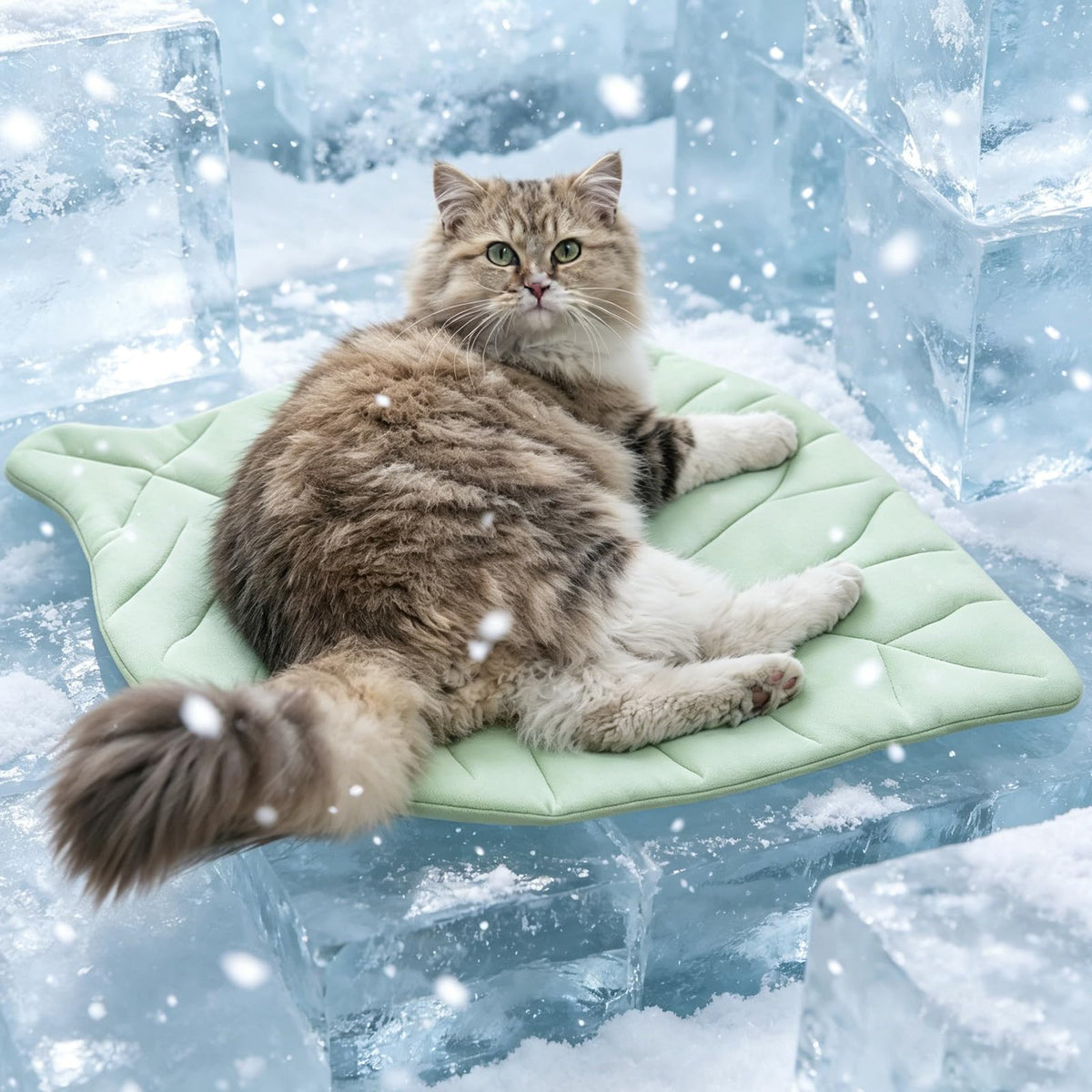 Cat Cooling Mat Cat Leaf Bed Mat Comfortable Soft Fabric Breathable Cozy For All Seasons Ideal For Cats Small Pets