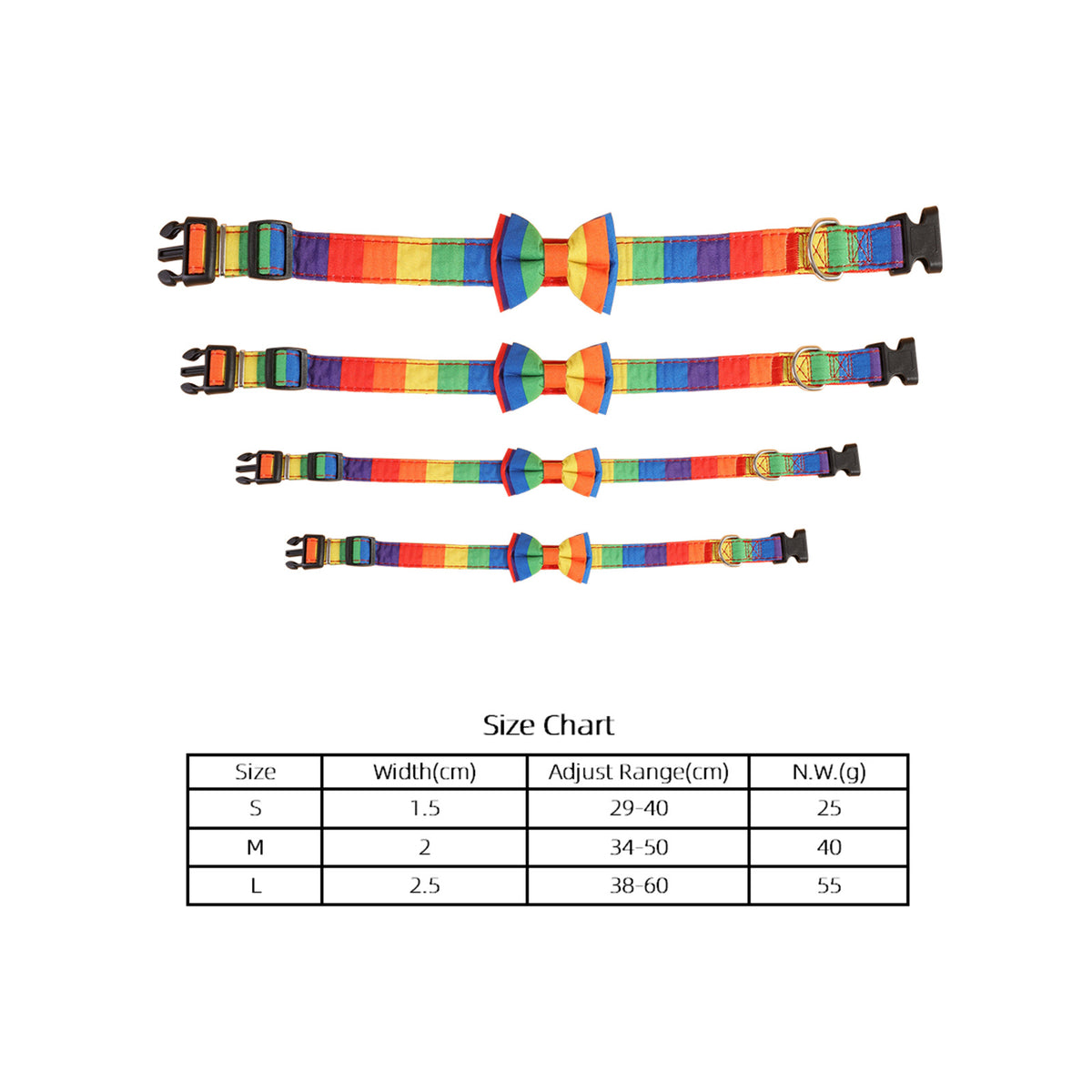 Pet Jewelry Rainbow Pet Collar Cat Dog Traction Bow Tie