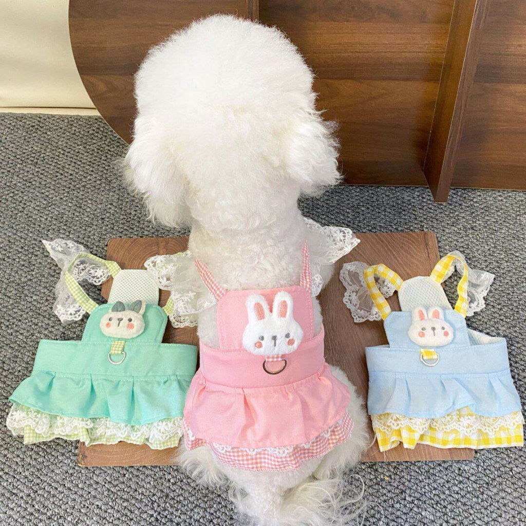 Pet Clothing With Leash Attachment Cute And Sweet Princess-style Floral Strap Dress