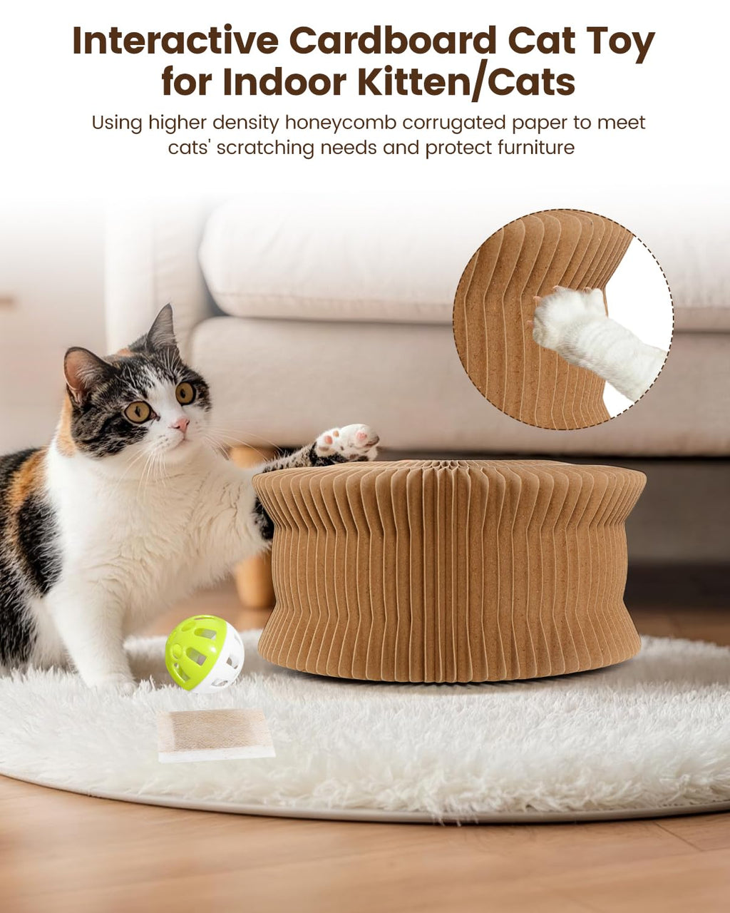 2PCS Upgraded-Magnetic Kitty Kurls Cat Scratcher Toy, Interactive Cardboard Cat Toy For Mental Physical Exercise, Multi-Shape Magic Organ Cat Toy For
