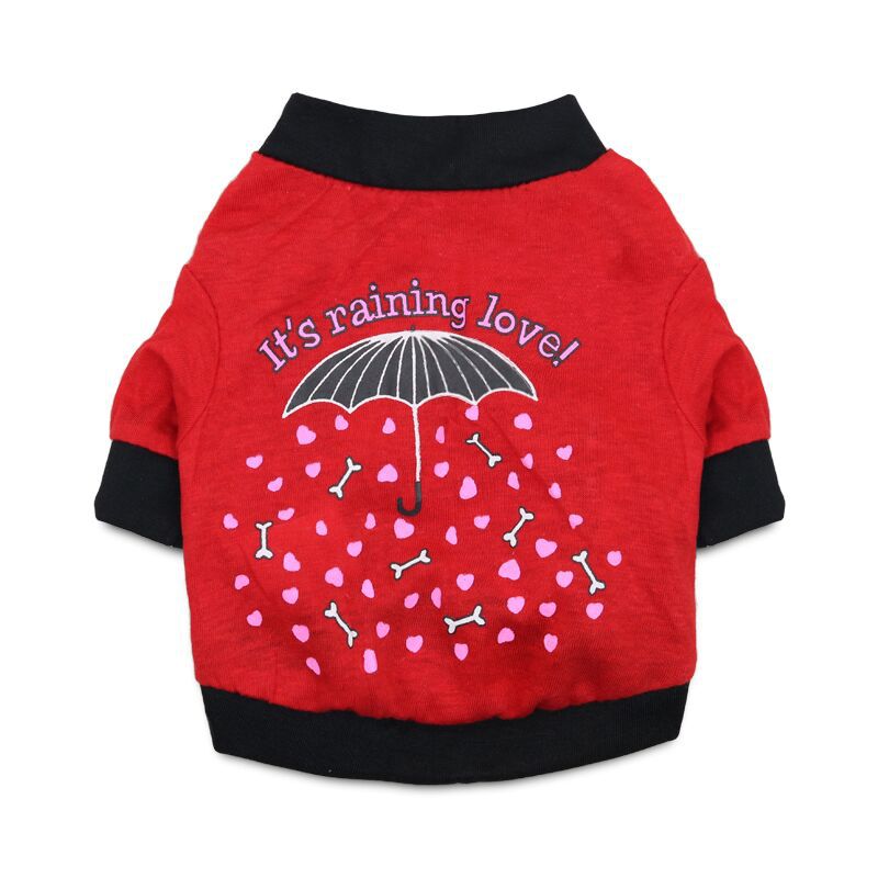 Pet Clothes Printed Umbrella Cotton Jersey Raglan Small Dog T-shirt
