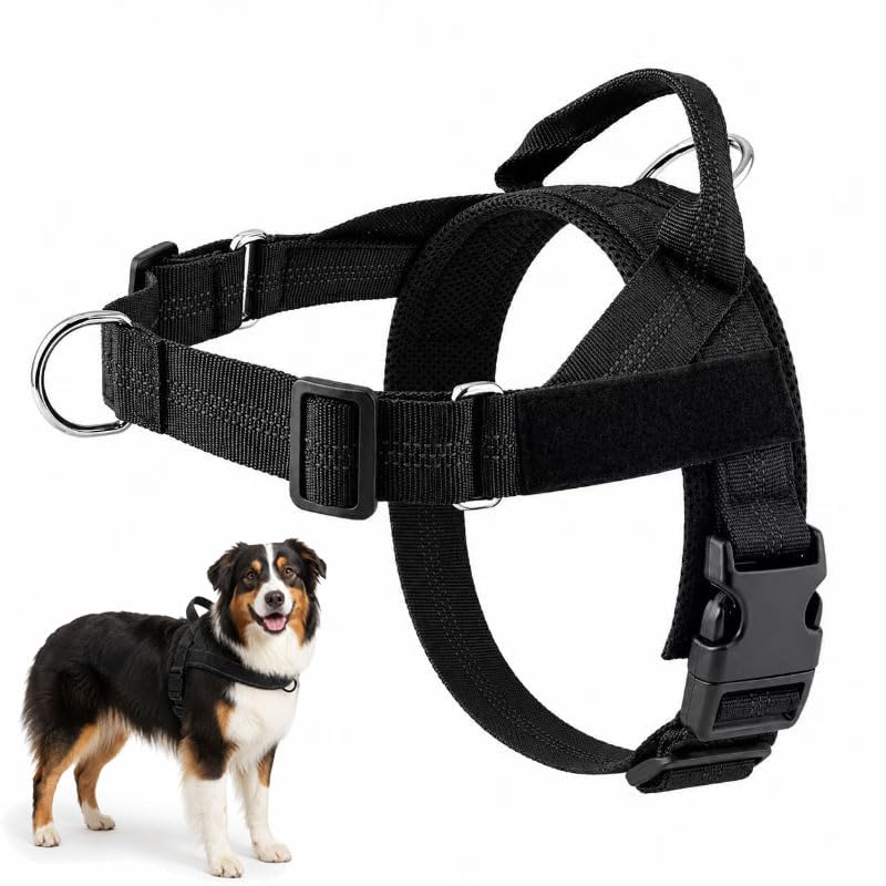 No-Pull Harness,No Pull Dog Harness With Soft Padded Handle Reflective Adjustable Breathable Mesh Pet Vest,Easy On-Off Soft Padded Harness,Easy For