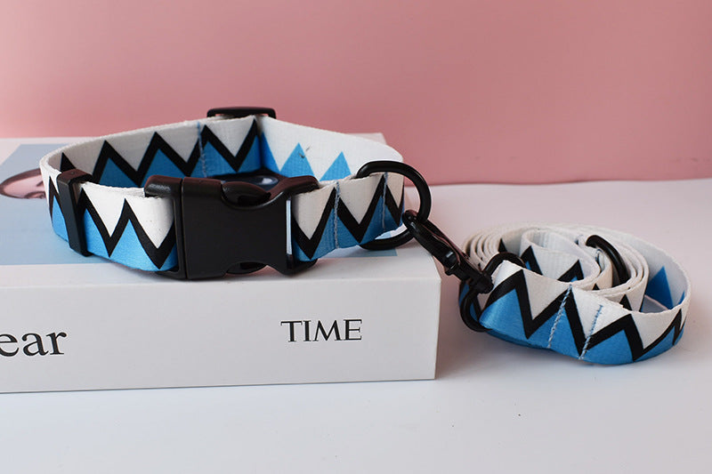 Ethnic Style Webbing Printed Pet Collar Outdoor Dog Walking Dog Leash