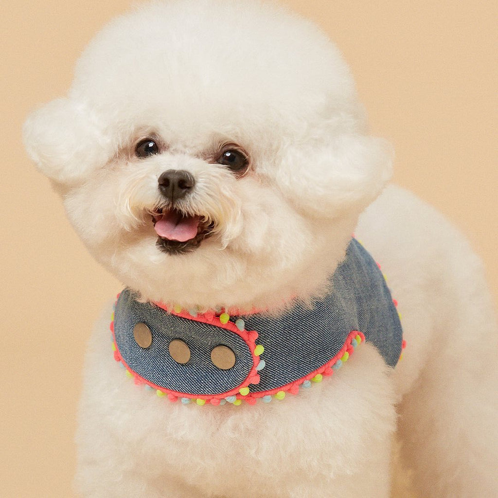 INS Style Korean Style Dark Denim Puppy Embroidery Breathable Four Seasons Chest Strap