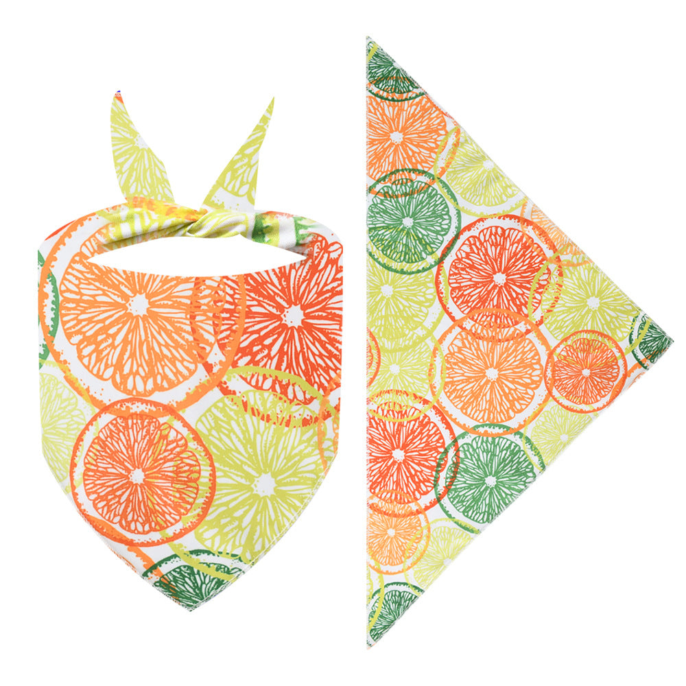 New Cartoon Cute Pet Triangle Fresh Fruit Polyester Printed Cat And Dog Saliva Towel Scarf Wholesale