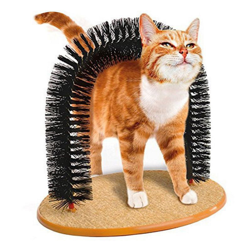 2-in-1 Cat Grooming Arch & Scratcher Toy - Satisfaction For Itchy Cats With Built-in Brush For Scratching And Rubbing