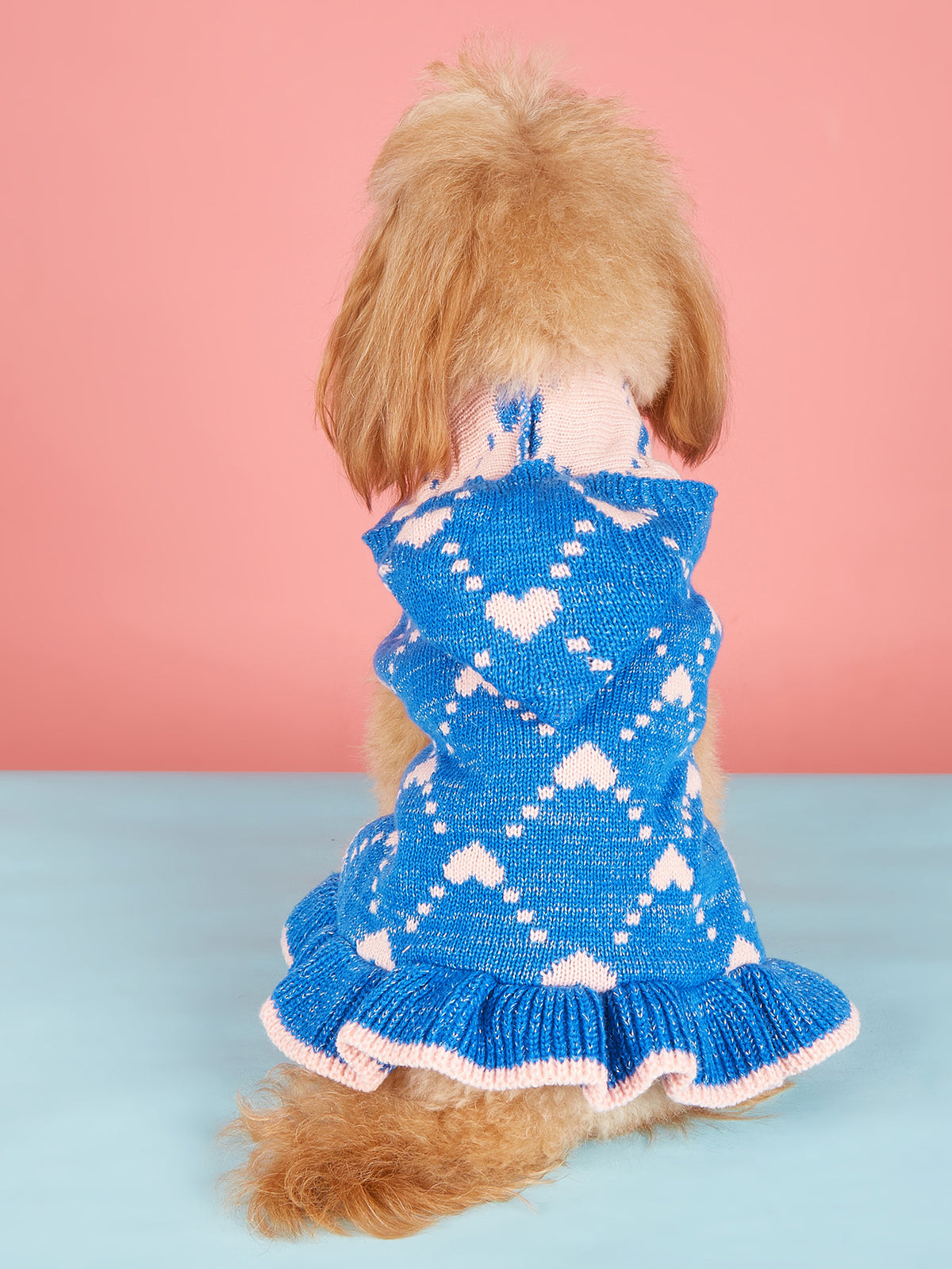 Small Dog Sweater Hoodies Dress Winter Knit Cute Clothing Heart Puppy Clothes