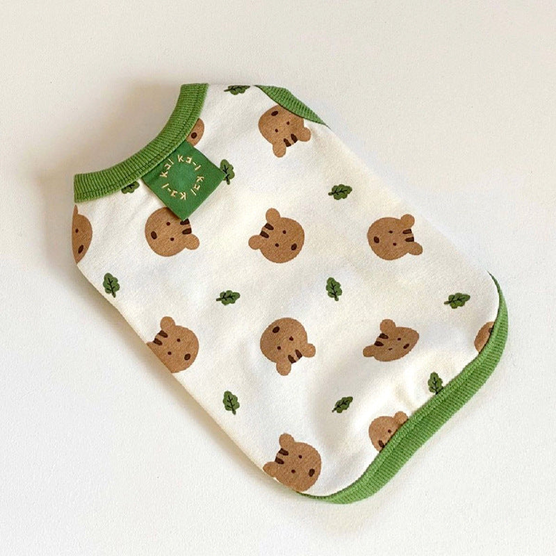 Full Printed Collar Lable Vest Small And Medium-sized Dogs Teddy Two-legged Pet Clothes