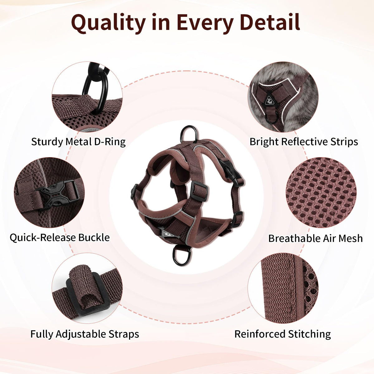 Large Cat Harness And Leash Set Escape Proof Adjustable Mesh Vest With Reflective Strips, No-Choke Soft Breathable Harness For Small Dog Big Kitten