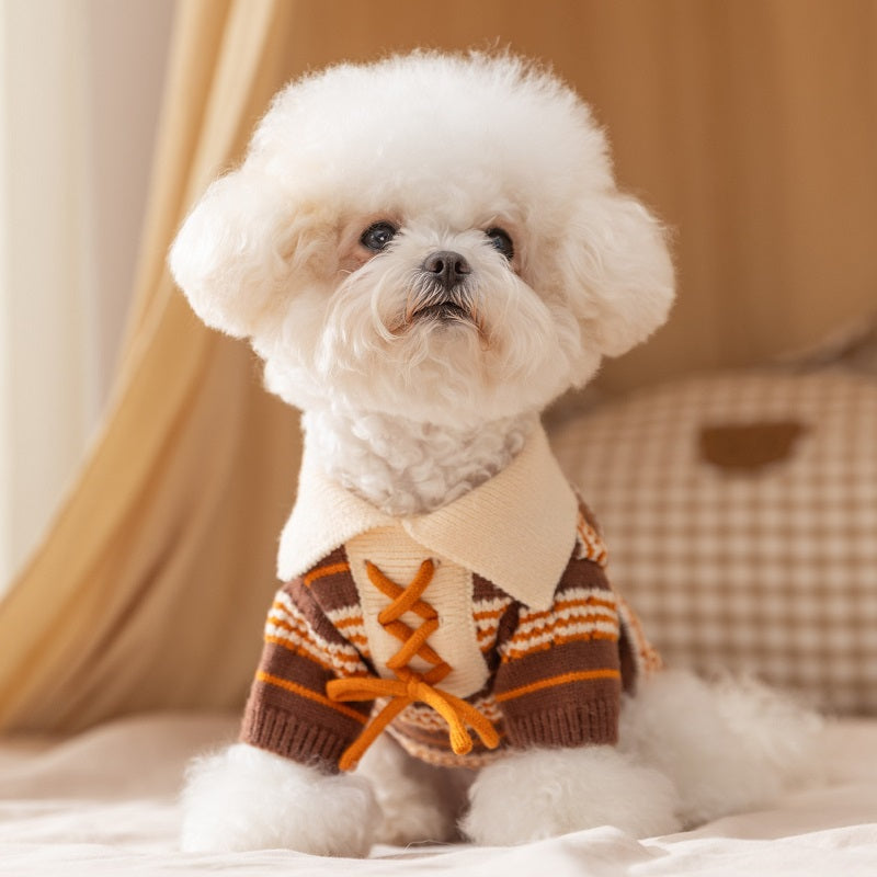 Cat Sweaters, Cold Weather Dog Striped Pullover, Warm Knitted Pet Clothes In Winter