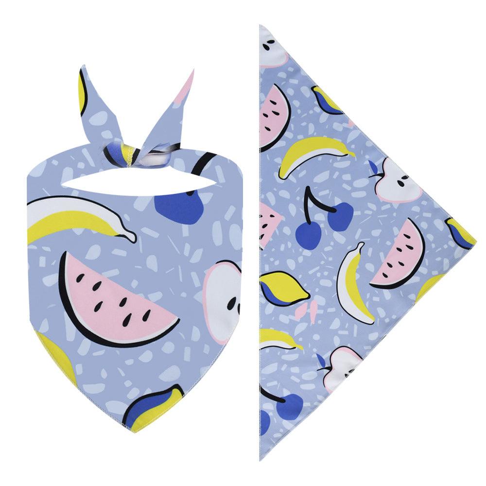New Cartoon Cute Pet Triangle Fresh Fruit Polyester Printed Cat And Dog Saliva Towel Scarf Wholesale