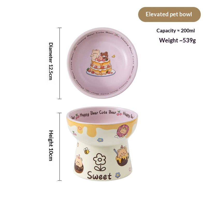 Large-caliber Ceramic Pet Bowl With Neck Support