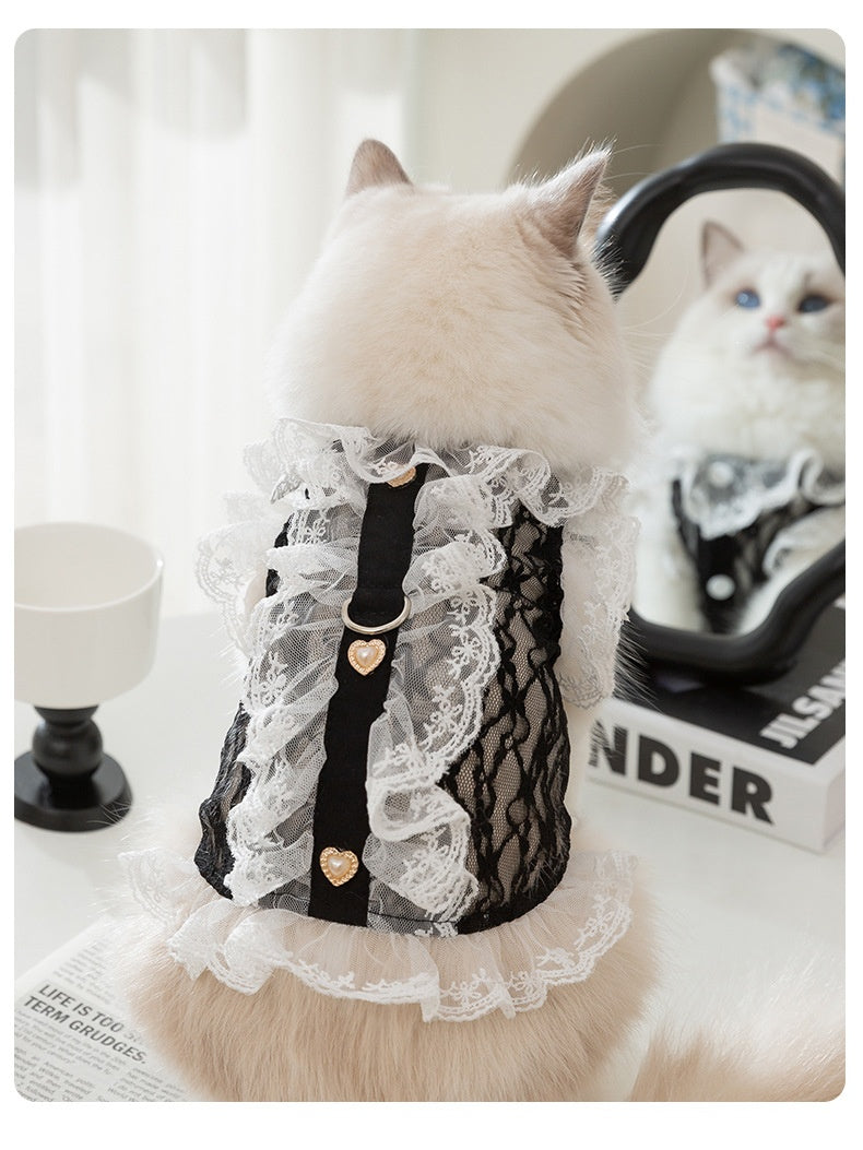 Cat Clothes Lace Traction Vest Puppy Kittens Thin Pet Cat Clothing