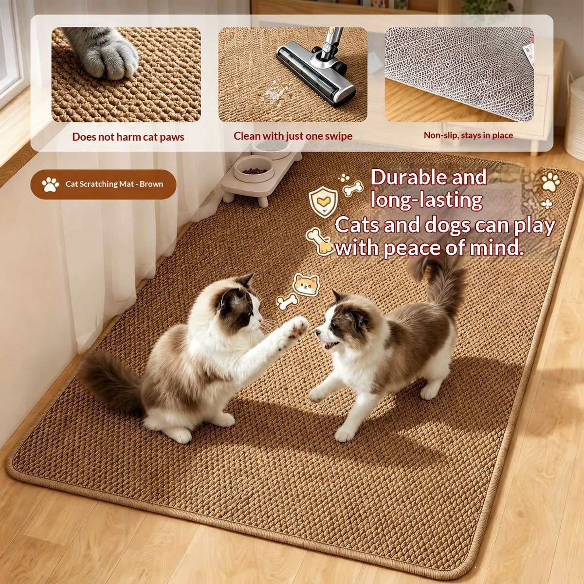 Simple, Faux Sisal Carpetpet-friendly Floor Mat That Protects Against Cat Claws