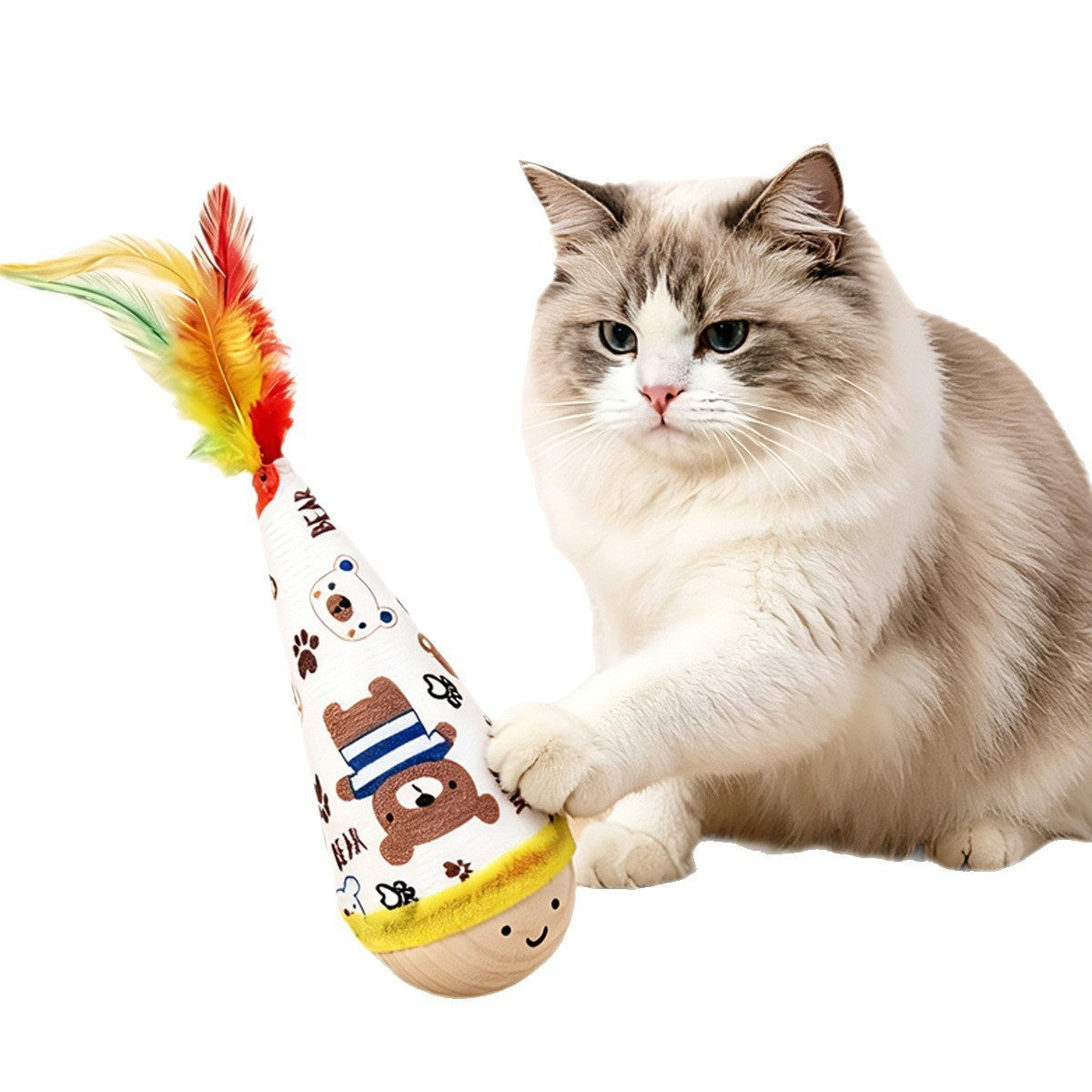 Tumbler Cat Toy Feather Teaser Wand