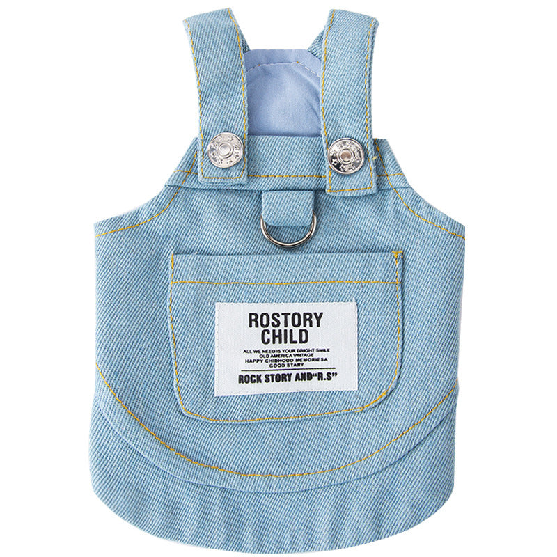 Summer Dog Pocket Suspender Denim Skirt Clothes
