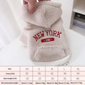 Retro New York Style Embroidered Hoodie With Leash Attachment For Small Dogs